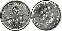 moneda Eastern Caribbean States 10 centavos 2009 moneda Eastern Caribbean States 10 centavos 2009