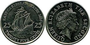 moneda Eastern Caribbean States 25 centavos 2016 moneda Eastern Caribbean States 25 centavos 2016