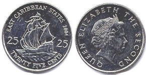 moneda Eastern Caribbean States 25 centavos 2004 moneda Eastern Caribbean States 25 centavos 2004