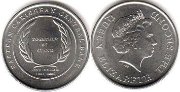 moneda Eastern Caribbean States 1 dólar 2008 moneda Eastern Caribbean States 1 dólar 2008