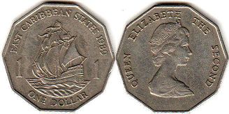 moneda Eastern Caribbean States 1 dólar 1989 moneda Eastern Caribbean States 1 dólar 1989