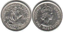 moneda British Caribbean Territories 10 centavos 1965 moneda British Caribbean Territories 10 centavos 1965