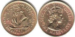 moneda British Caribbean Territories 5 centavos 1965 moneda British Caribbean Territories 5 centavos 1965
