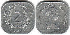 moneda Eastern Caribbean States 2 cents 1981 moneda Eastern Caribbean States 2 cents 1981